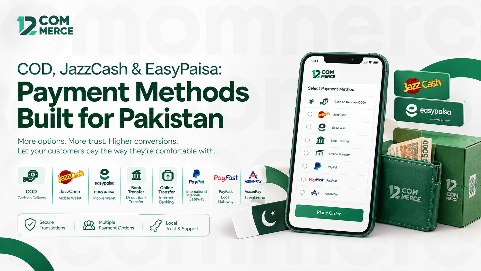 COD, JazzCash & EasyPaisa: Payment Methods Built for Pakistan — 12Commerce blog