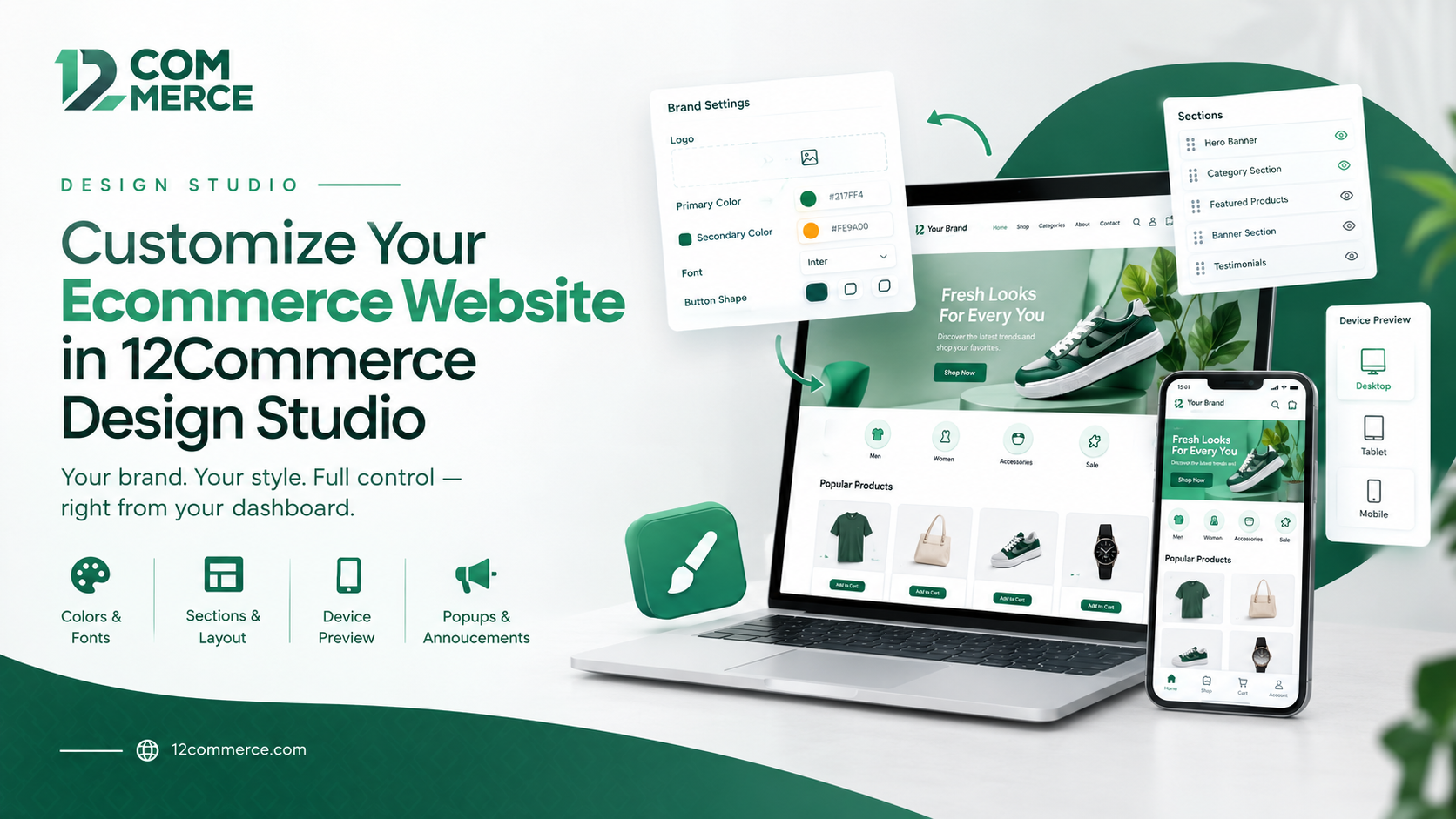 How to Customize Your Ecommerce Website in 12Commerce Design Studio