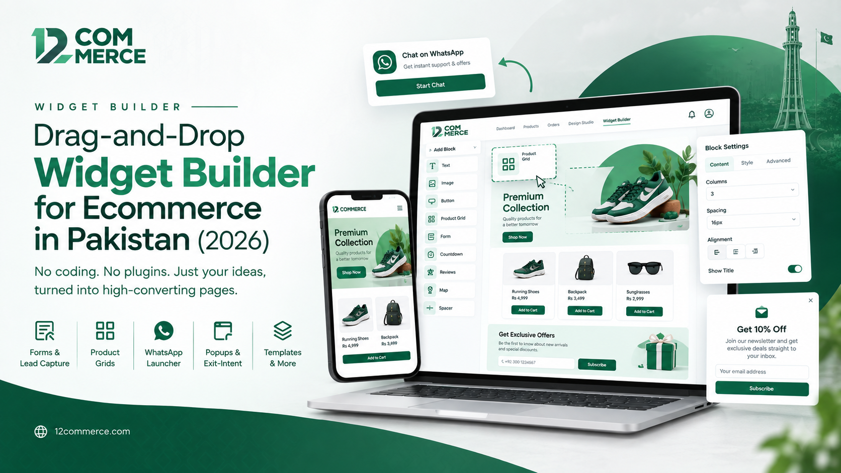 Drag-and-Drop Widget Builder for Ecommerce in Pakistan (2026) — 12Commerce blog
